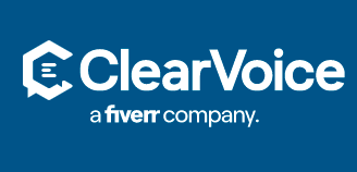 A screenshot of the logo ClearVoice, a Fiverr company showing Lexi Boese quoted as a data translation and growth hacking expert.